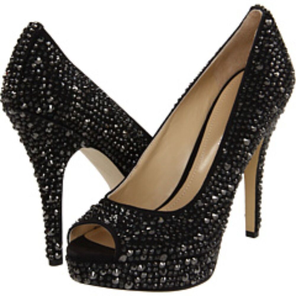 BOSTON PROPER Black Emellished 5" Heels Party Pumps Size 10